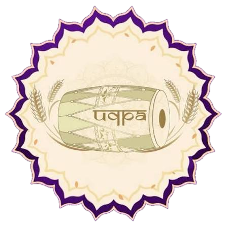 UQPA logo: a dhol drum framed by wheat inside a mandala
